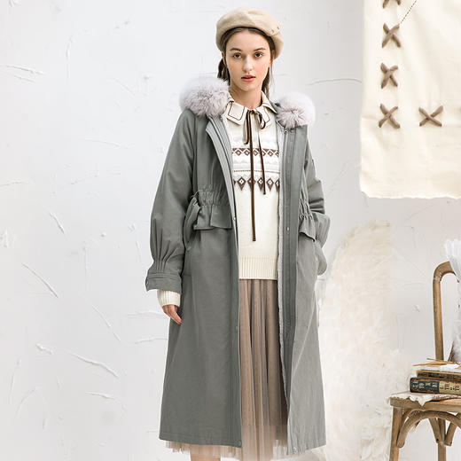 famecoco范可儿派克服冬季连帽羽绒棉服长款F218AH004 商品图2