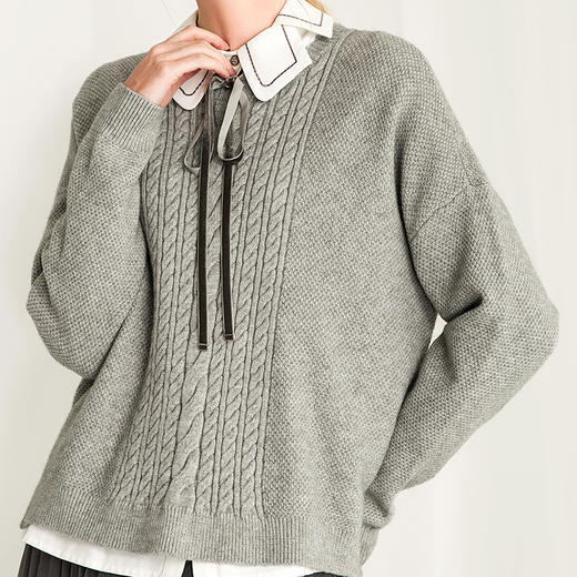 Famecoco范可儿毛衣女秋冬宽松羊毛针织上衣F218DB003 商品图3