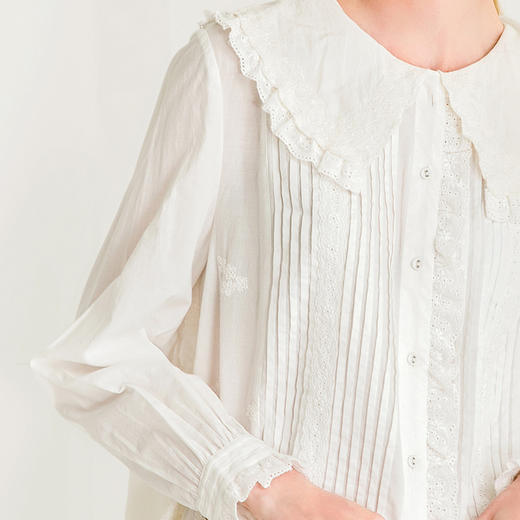 Famecoco范可儿娃娃领衬衫秋冬洋气时尚气质衬衣F218BA003 商品图3