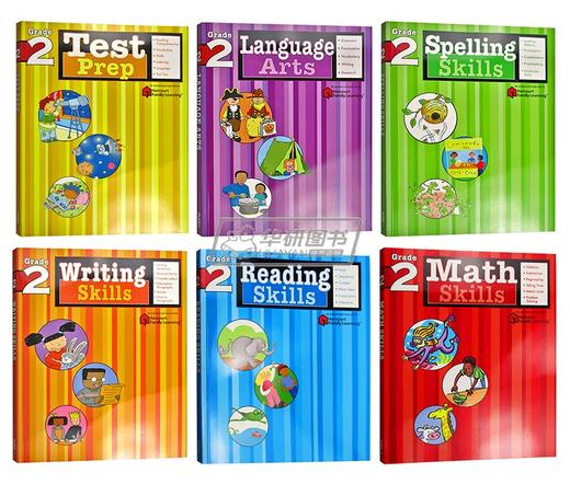 Flash Kids 美国小学二年级英语练习册6册套装 英文原版 Writing Spelling Math Skills 家庭英文学习教辅教材 进口书籍 哈考特 商品图1