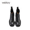 westory2021秋季新款切尔西靴烟筒靴短筒粗跟复古44491 商品缩略图1