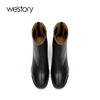 westory2021秋季新款粗跟短靴瘦瘦靴复古摩登时装靴S21DS81211 商品缩略图2