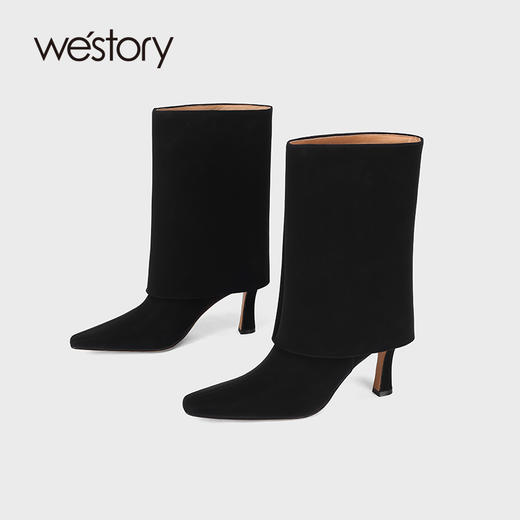 westory2021秋季新款裤管靴甜酷高跟中靴时装靴女W21DC81441 商品图1