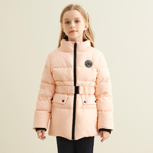 【女童腰带羽绒服】21年秋冬女宝90白鹅绒立领羽绒服腰带收腰保暖外套 商品图2