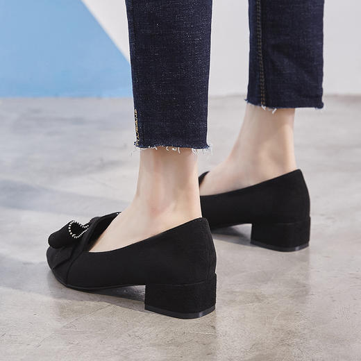 ZHR【水钻|蝴蝶结】浅口粗跟通勤鞋女职业鞋子女乐福鞋女单鞋女鞋 商品图6