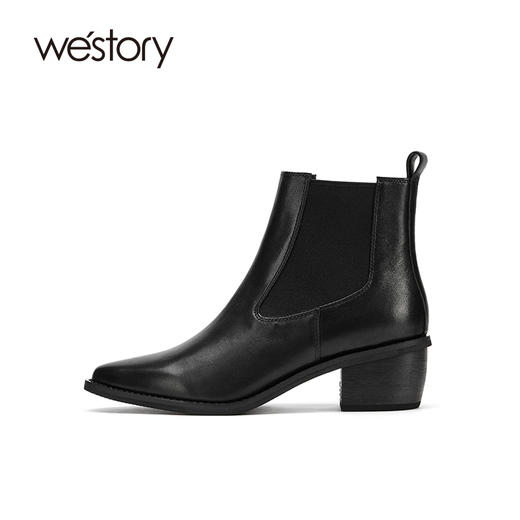 westory2021秋季新款切尔西尖头短靴低跟复古时尚女靴S21DS81291 商品图1