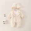幸福满满女宝宝秋冬夹棉连体衣洋气婴幼儿碎花套装百天小孩外出服（送帽） 商品缩略图3