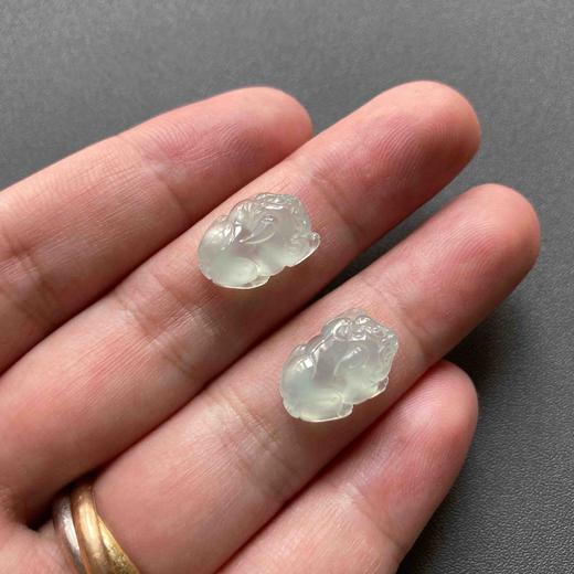 冰种翡翠金蟾貔貅戒面若干 商品图5