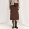 Famecoco范可儿优雅半身裙秋冬气质开叉长裙F218HA002 商品缩略图0