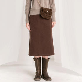 Famecoco范可儿优雅半身裙秋冬气质开叉长裙F218HA002