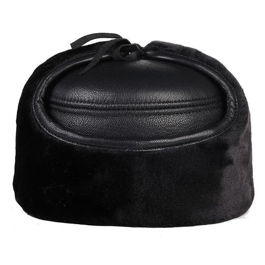 山羊皮雷锋帽子男士冬季中老年保暖平顶帽护耳鸭舌帽加厚牛皮棉帽 商品图7