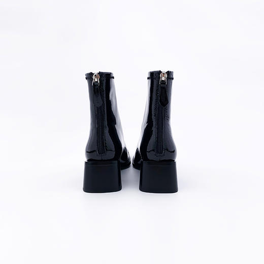 SAFICOO 复古方头牛漆皮粗跟短靴 商品图4