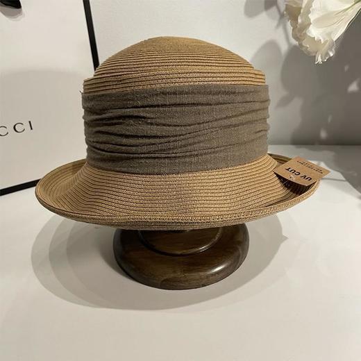 复古休闲手工草帽女夏季褶皱蝴蝶结遮阳帽 商品图6