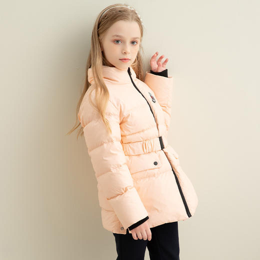 【女童腰带羽绒服】21年秋冬女宝90白鹅绒立领羽绒服腰带收腰保暖外套 商品图3