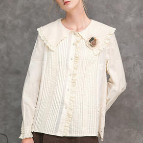 Famecoco范可儿娃娃领衬衫秋冬洋气时尚气质衬衣F218BA003