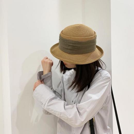 复古休闲手工草帽女夏季褶皱蝴蝶结遮阳帽 商品图1