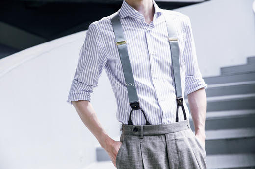 albertthurston复古纯色007特工同款背带灰拼棕