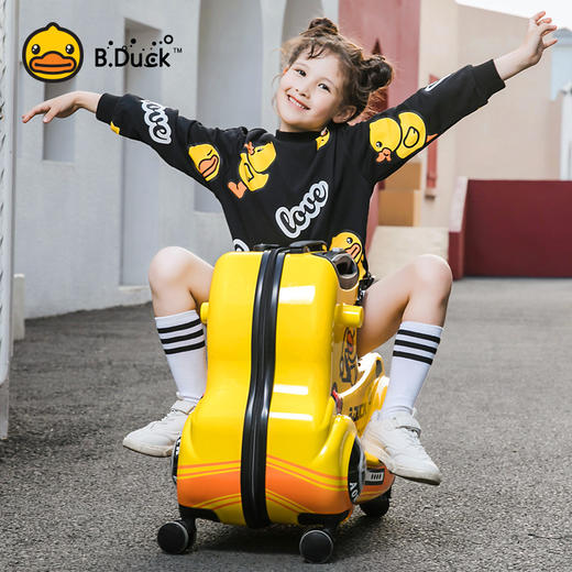 B.DUCK现货小黄鸭儿童汽车拉杆箱万向轮可坐可骑行李箱男女旅行箱 商品图4