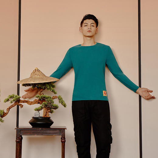 Threegun三枪 【双面绒】圆领男士长袖上衣打底衫-23675A021 商品图1