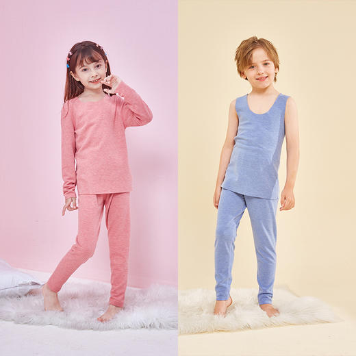 龙之涵秋冬保暖内衣套装蚕丝羊毛AB双面保暖内衣童装锁温贴身柔软 商品图1