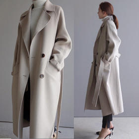 【服饰鞋包】-毛呢外套秋冬季韩版中长款过膝双面呢子大衣女潮