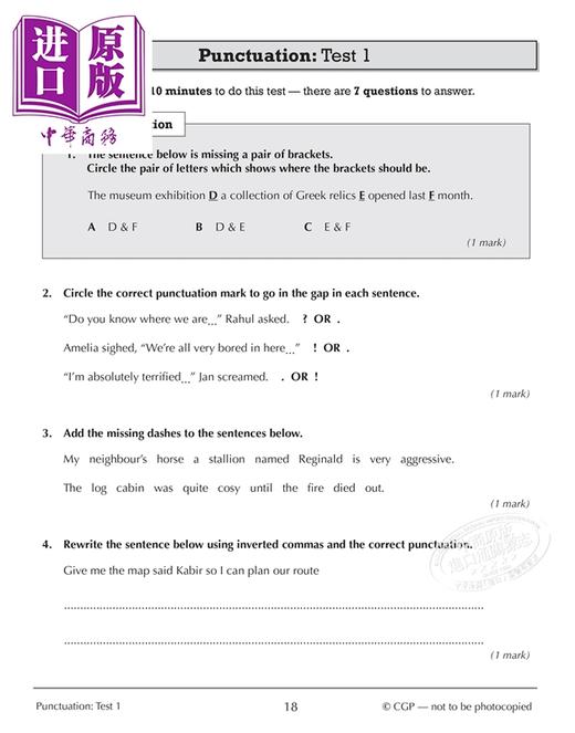 英国CGP教材 KS3 English Workbook Grammar 中学英语教辅2册套装 单词拼写 语法 标点符号 练习含答案 12-14岁 商品图3