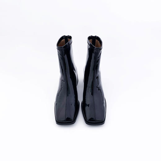 SAFICOO 复古方头牛漆皮粗跟短靴 商品图1