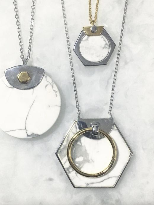 北京仓｜W.BRITT-Circle-白灰色半宝石 项链（大号）［美国设计师］ 商品图1