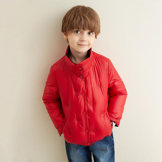 【童装双面穿羽绒服】秋冬新品中大童90白鹅绒羽绒服时尚立领双面穿外套 商品图1