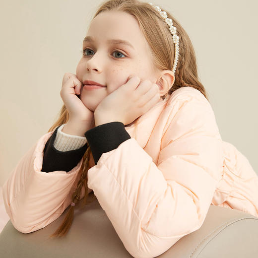 【女童腰带羽绒服】21年秋冬女宝90白鹅绒立领羽绒服腰带收腰保暖外套 商品图1