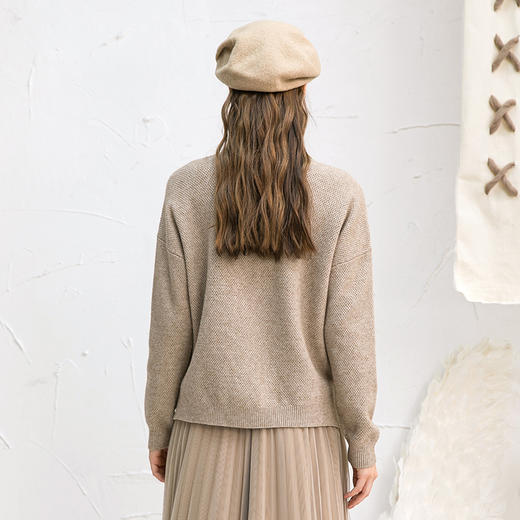 Famecoco范可儿毛衣女秋冬宽松羊毛针织上衣F218DB003 商品图1