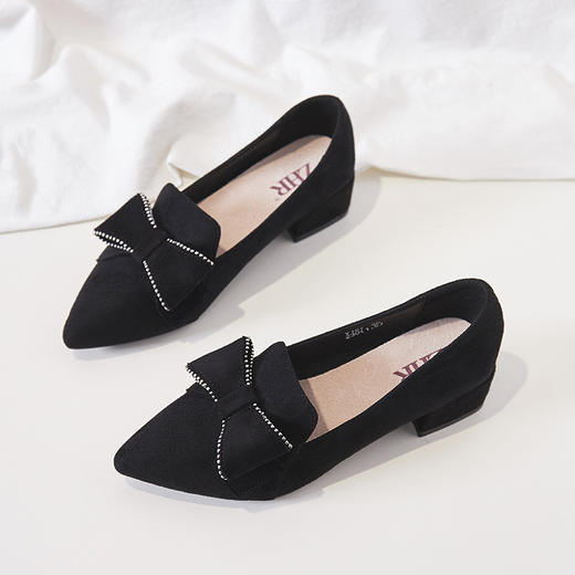 ZHR【水钻|蝴蝶结】浅口粗跟通勤鞋女职业鞋子女乐福鞋女单鞋女鞋 商品图8