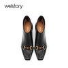 westory2021秋季新款英伦风小方头短靴金属扣质感女靴W21DS80691 商品缩略图2