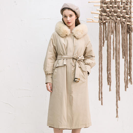 famecoco范可儿派克服冬季连帽羽绒棉服长款F218AH004 商品图0