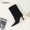 westory2021秋季新款裤管靴甜酷高跟中靴时装靴女W21DC81441 商品缩略图3