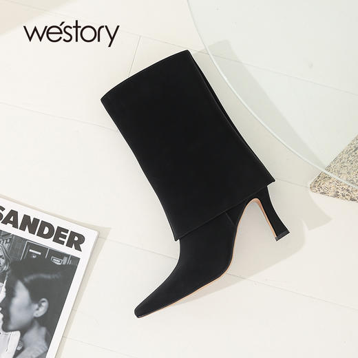 westory2021秋季新款裤管靴甜酷高跟中靴时装靴女W21DC81441 商品图3