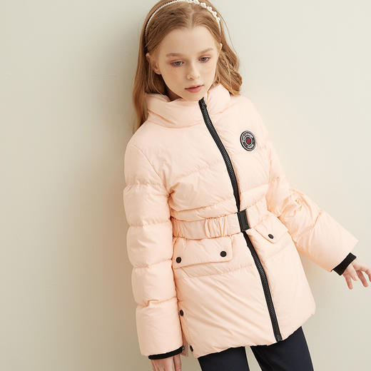 【女童腰带羽绒服】21年秋冬女宝90白鹅绒立领羽绒服腰带收腰保暖外套 商品图5