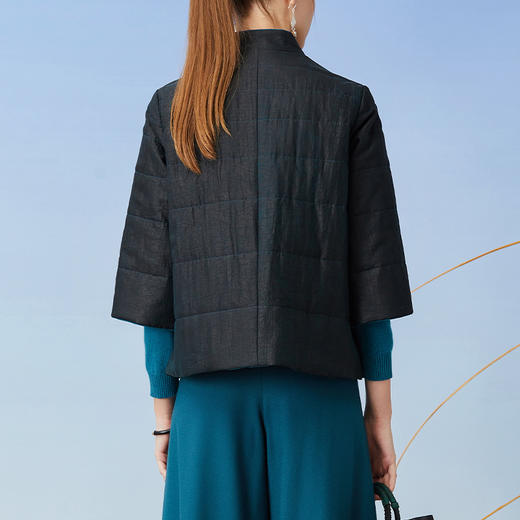 TANGY Collection/天意精品2021年秋冬新品莨绸拼接刺绣棉衣棉服 商品图2