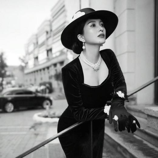 英伦法式优雅黑色珍珠山茶花缎带赫本风礼帽 商品图3