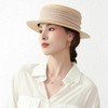 春夏新款复古拉菲草平顶草帽英伦礼帽 商品缩略图1