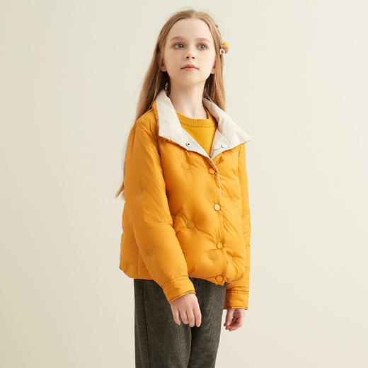 【童装双面穿羽绒服】秋冬新品中大童90白鹅绒羽绒服时尚立领双面穿外套 商品图5