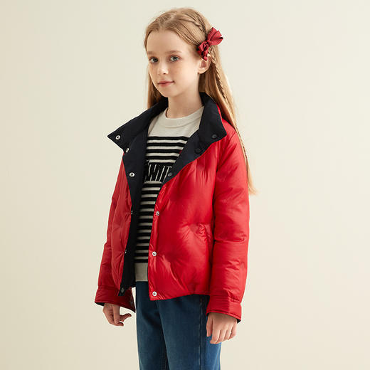【童装双面穿羽绒服】秋冬新品中大童90白鹅绒羽绒服时尚立领双面穿外套 商品图6
