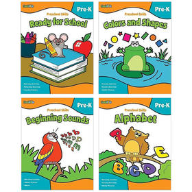 学前技术练习册4册 英文原版 Flash Kids Preschool Skills 字母 发音 颜色和形状 入学准备 英文版进口原版英语书籍哈考特
