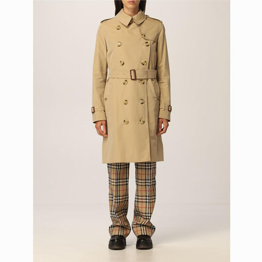 【二】BURBERRY 巴宝莉 女士肯辛顿版型 - 中长款 Heritage Trench 束腰风衣 卡其色 8045774 A1366 商品图0