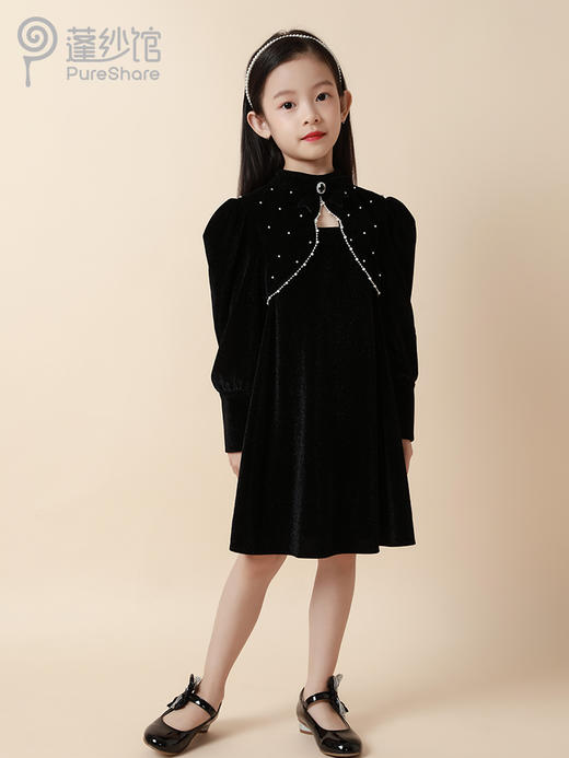 非质量问题不退换~pureshare 女童旗袍秋季新款连衣裙秋冬礼服复古儿童公主裙子-夜曲 商品图5