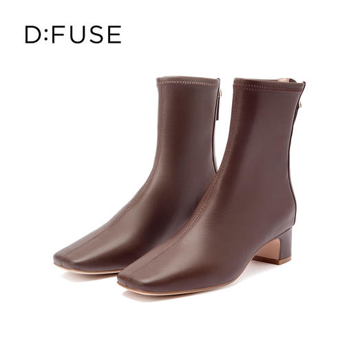 D:FUSE迪芙斯复古方头粗跟短靴DF24116704 商品图11