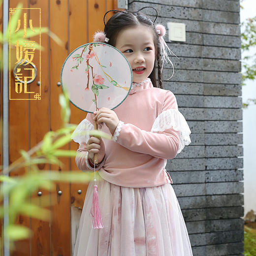 小嫒記 汉服女童秋季儿童古装超仙中国风长袖两件套女宝连衣裙-翩翩 商品图5