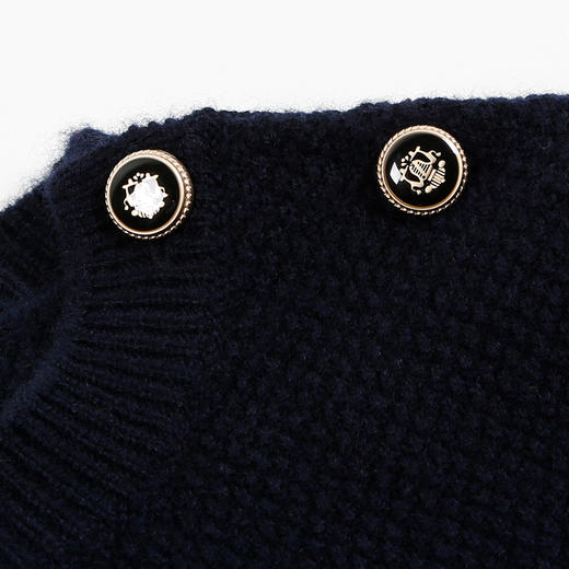 【女童条纹撞色羊绒衫】羊绒世家女童新品100%山羊绒衫时尚纽扣装饰条纹毛衣 商品图7