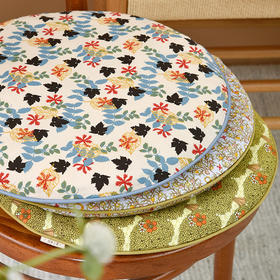 秋意碎花圆形布艺棉椅垫可拆洗