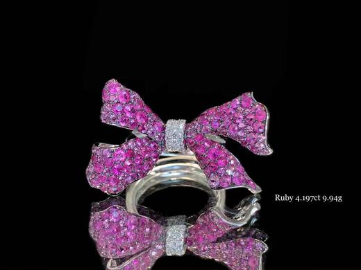 「蝴蝶结」缅甸无烧红宝石戒指 商品图0